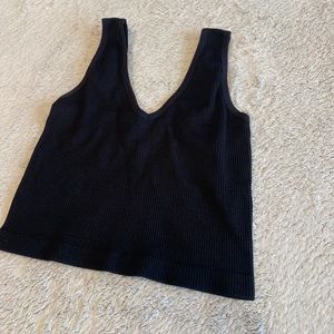 Black Ribbed Crop Top